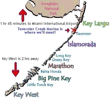 a graphic map of the florida keys and our marina location